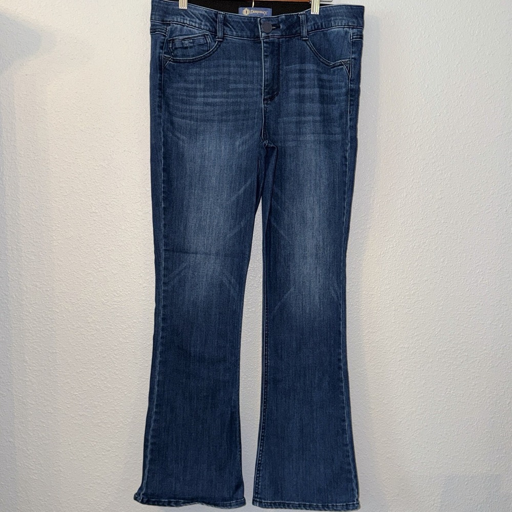 Democracy Absolution Itty Bitty Bootcut Jeans 12 Blue Stretch Mid Rise Y2K Boho